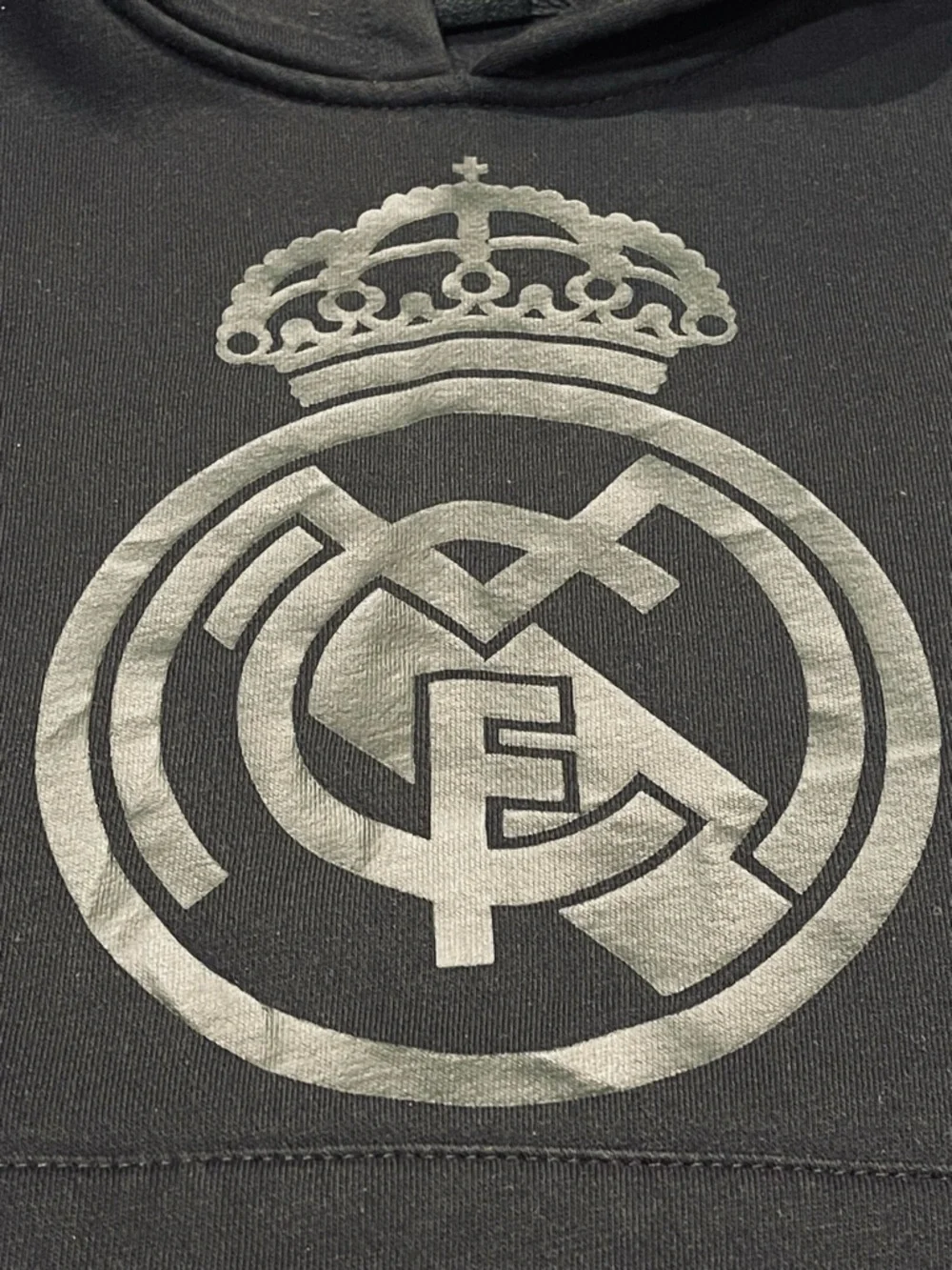⚽️🖤  Real Madrid Kids Black Hoodie Crest Logo Pullover Size 8–10Y Soccer
